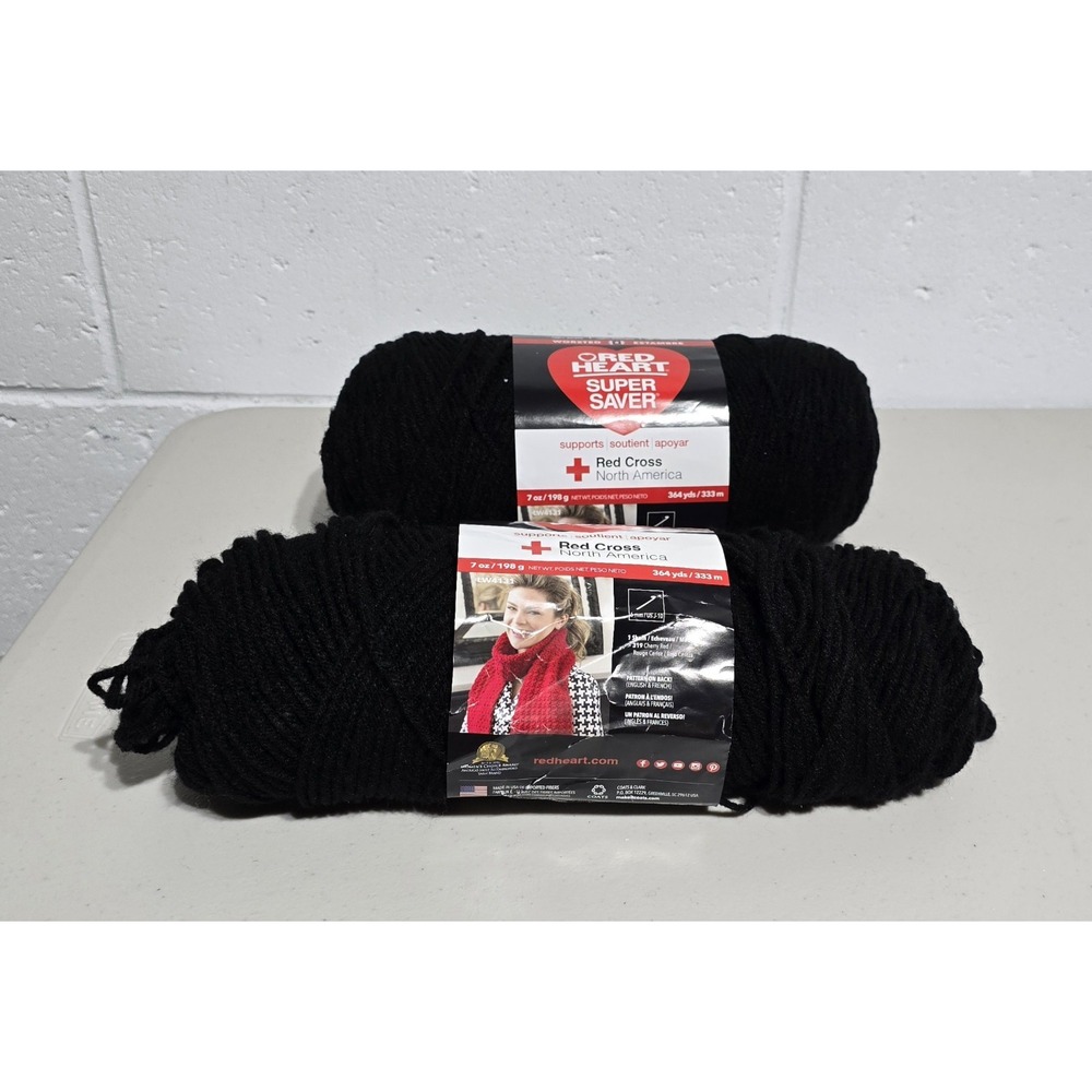 Red Heart Super Saver Ombre Knitting Crochet Yarn 7 oz And 4 oz (Black) Medium 4